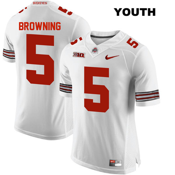 Ohio State Buckeyes Youth Baron Browning #5 White Authentic Nike College NCAA Stitched Football Jersey TV19R74RB
